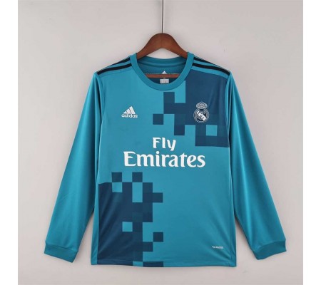 Real Madrid 17/18 Third Blue Long Sleeve Soccer Jersey